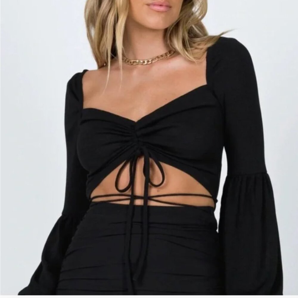 Princess Polly Jeppesen Top Black